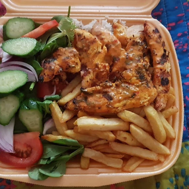 Strips Salad Fries Rice and Drink