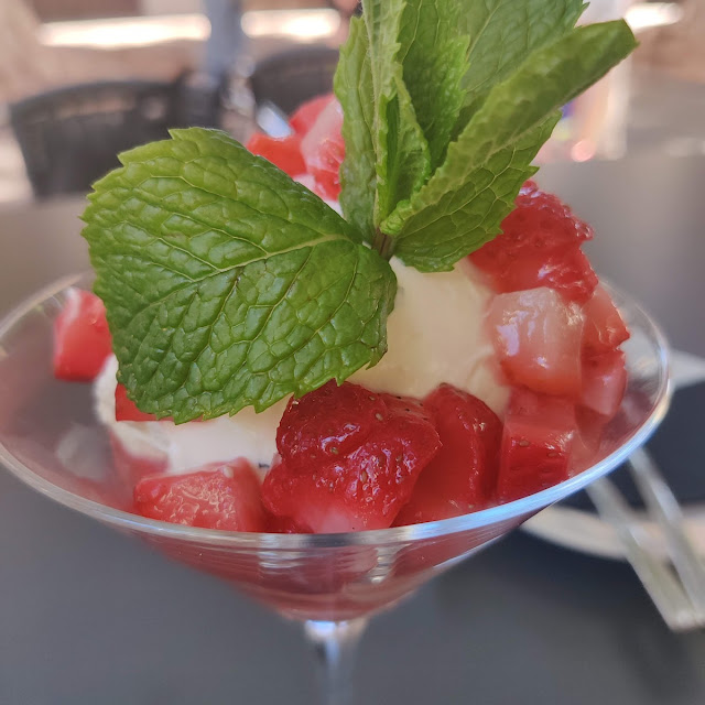 Strawberries with Basil Cream