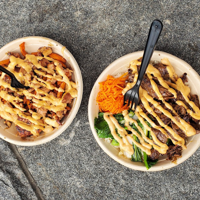 Beef Steak Bowl and Loaded Sweet Potato Fries
