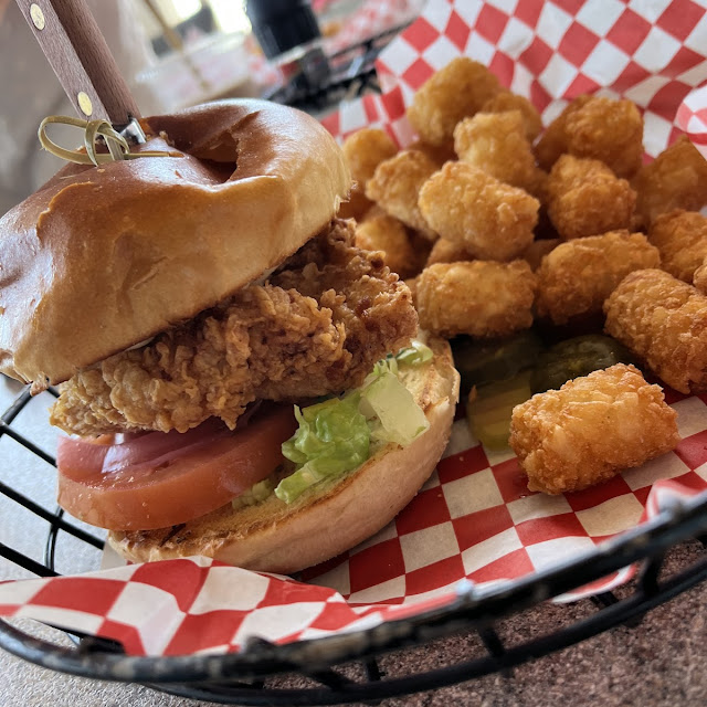 Fried Chicken Sandwich with Tots