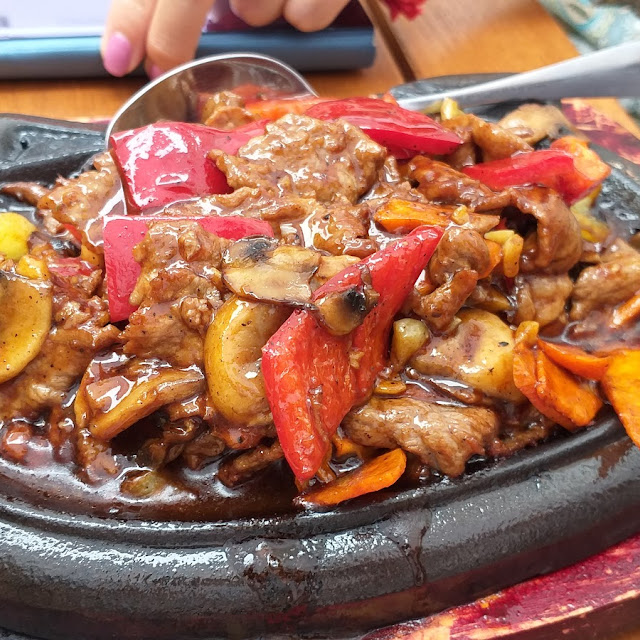 Beef with Bamboo Sprouts on Hot Tray