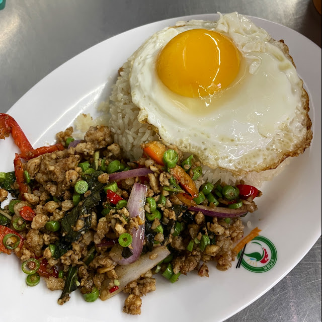 Stir-Fried Thai Basil Minced Pork with Rice and Fried Egg