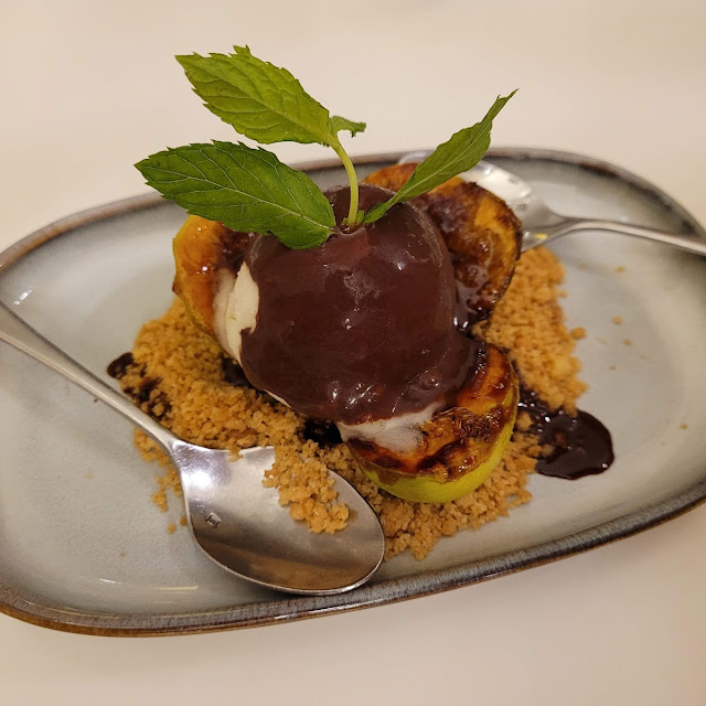 Roasted Fig with Ice Cream and Chocolate