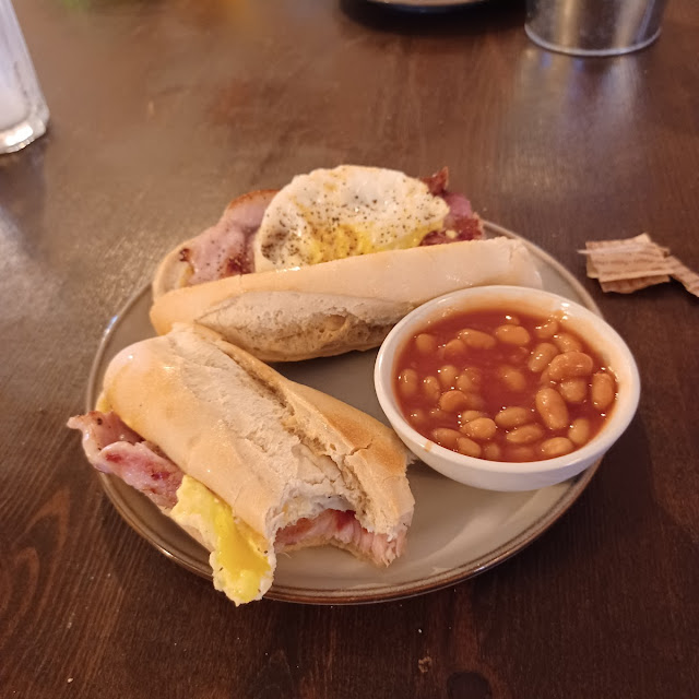 Bacon Baguette with Fried Egg Beans Stolen from Friend