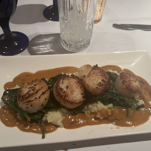 Scallops over Risotto and Spinach