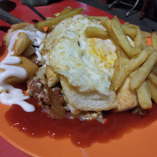 Hamburger and Fries with Cheese