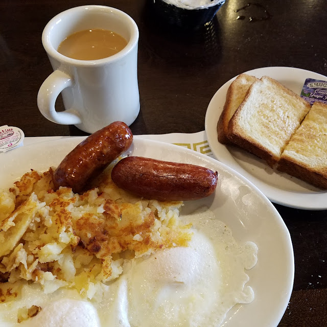 Two Eggs Sunny Side Up with Home Fries Added Sausage
