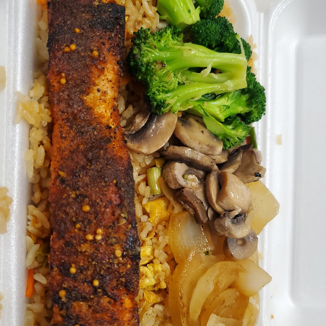 Hibachi Salmon with Vegetable Fried Rice