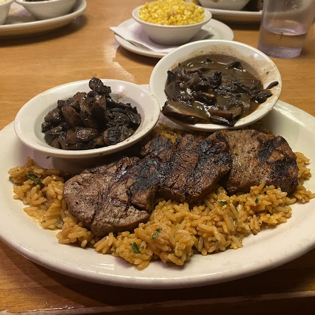 Buttered Corn House Salad Steak Fries