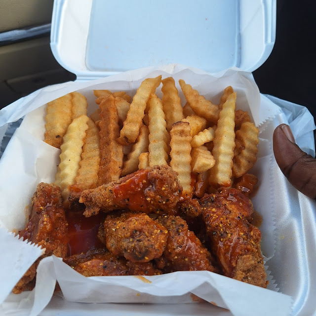 Hot Lemon Pepper Wings and Fries