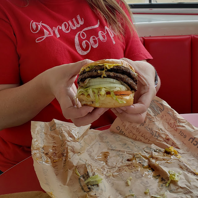 Double Meat Double Cheese Lota Burger AZ Style Green Chile Grilled Onion and Fresh Onion