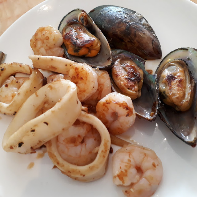 Tintenfisch Garnelen Grüne Muscheln