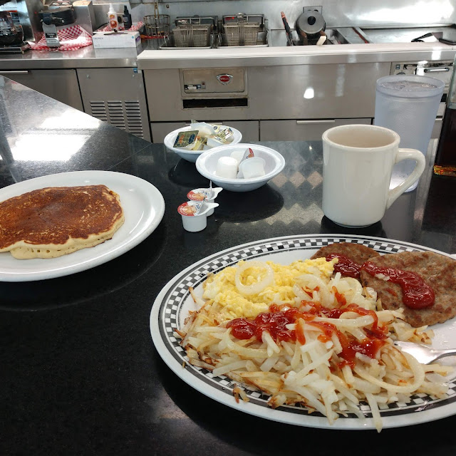 Scrambled Eggs Sausage and Hash Browns