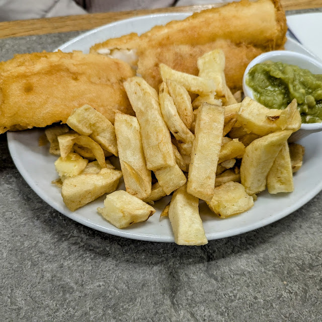 Fish and Chips with Tea Bread and Butter