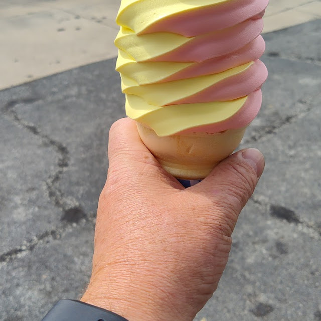 Strawberry Banana Twist Cone It's Huge