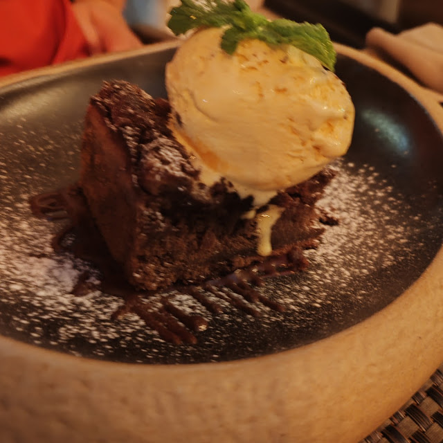 Chocolate Brownie with Orange Ice-Cream