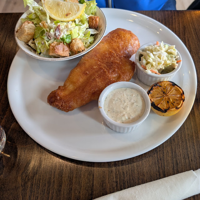 Fish and Chips with a Caesar Salad Substitute