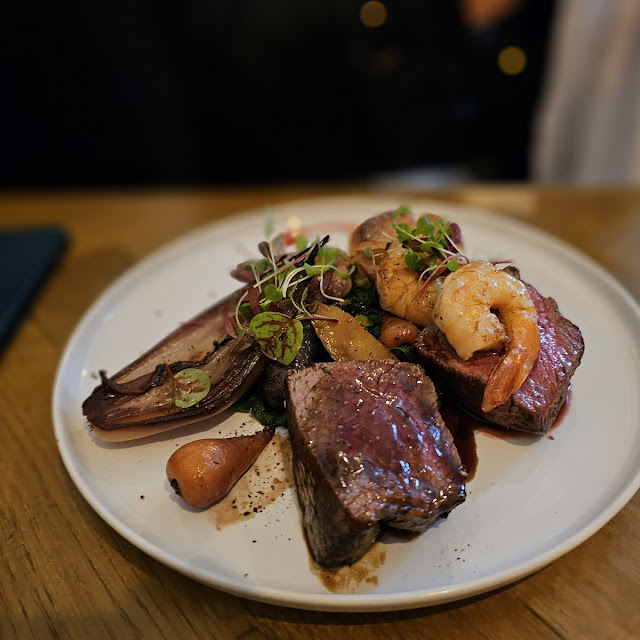 Steak and Prawns