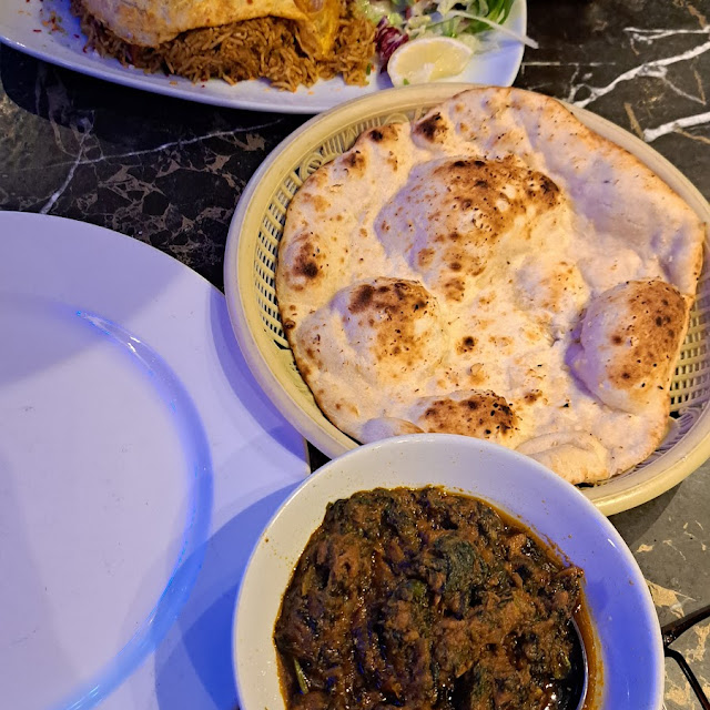 Lamb Saag and Garlic Naan