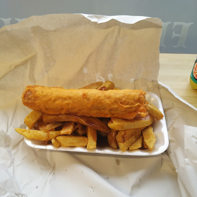 Battered Sausage Gravy and Chips