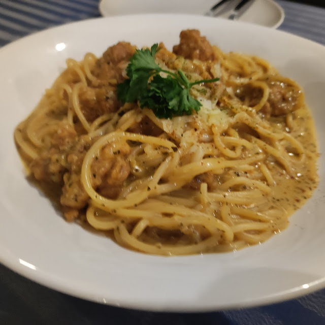 Salted Egg Chicken Spaghetti