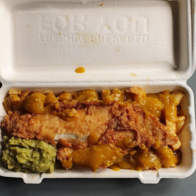 Fish & Chip's with Curry Sauce & Mushy Peas