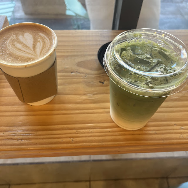 Cappuccino and Iced Matcha Latte