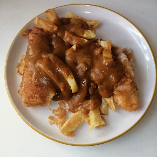 Fish with a Few Chips and Curry Sauce
