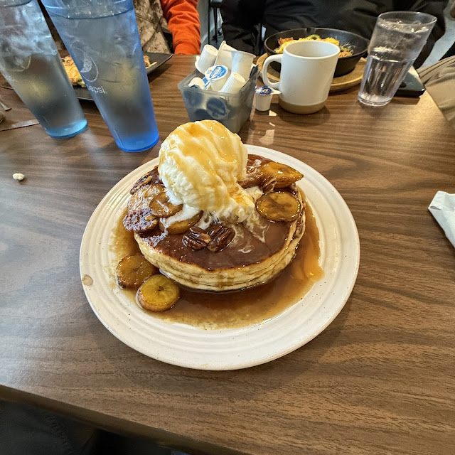 Banana Foster Pancakes with Pecans