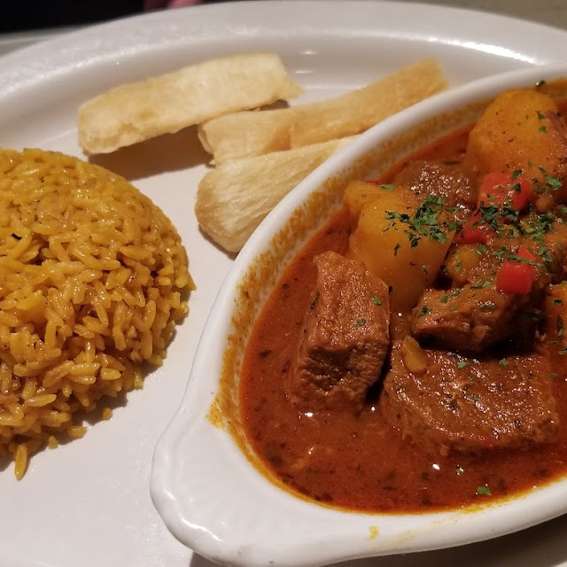Carne Con Papas with Fried Yucca & Yellow Rice