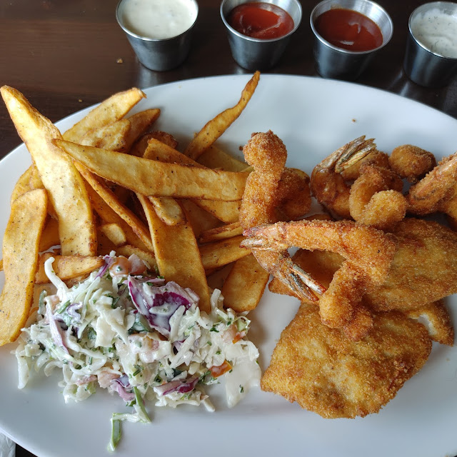 Halibut Fish and Chips with Coleslaw Salad