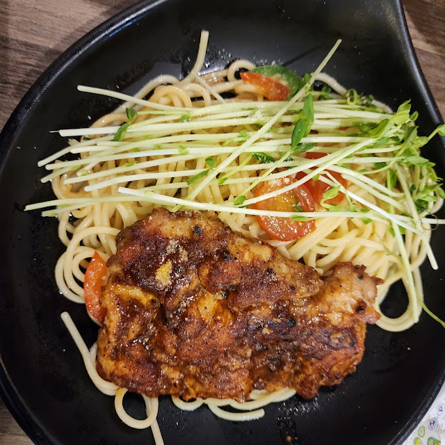 Grilled Chicken Chop Aglio Olio
