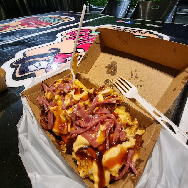 Cheese Fries with Bacon and Schnitzel Pieces