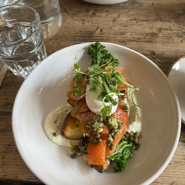 Belhaven's Cold-Smoked Sea Trout Pickled Cucumber Creme Fraiche Spinach