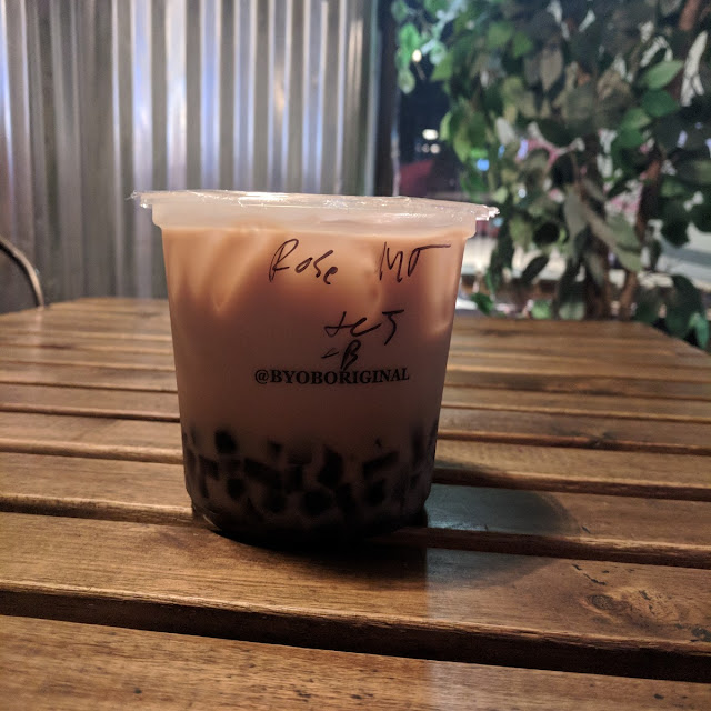 Red Rose Milk Tea with Boba and Coffee Jelly