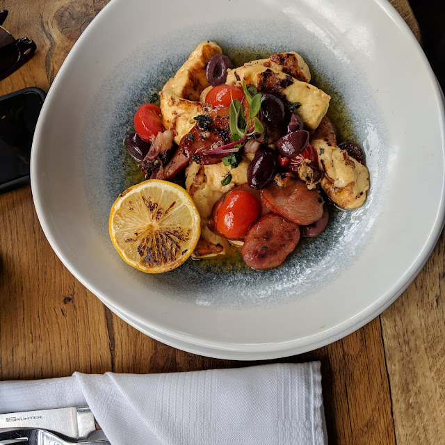 Halloumi Bowl with Blistered Cherry Tomatoes and Chouriço