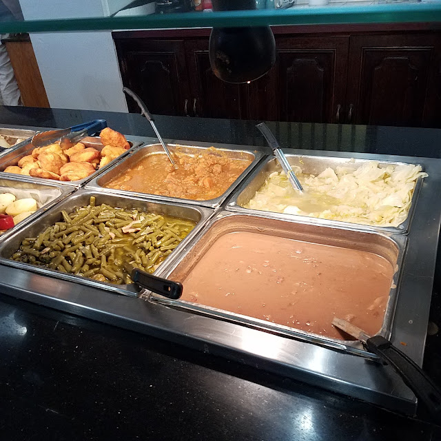Pinto Beans Green Beans Steamed Cabbage Glazed Yams Hot Water Cornbread
