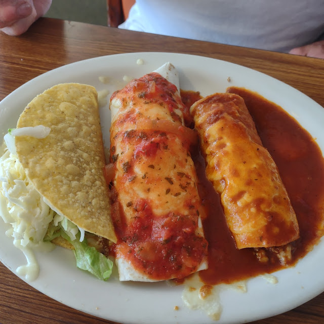 Taco Burrito and Enchilada Combo
