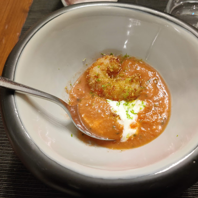 Gazpacho Di Pomodoro Gamberi Fritti Stracciatella E Lime