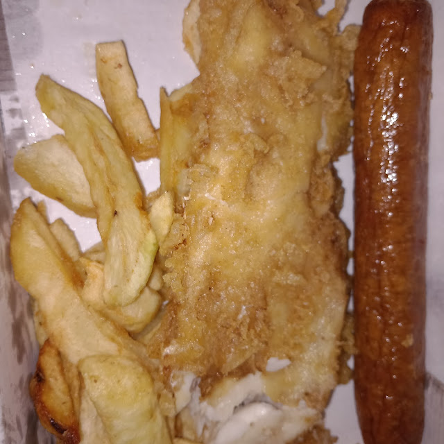Cod and Chips and Long Sausage