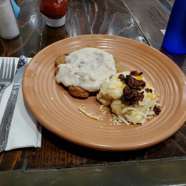 Chicken Fried Steak Sandwich with Loaded Mashed Potatoes