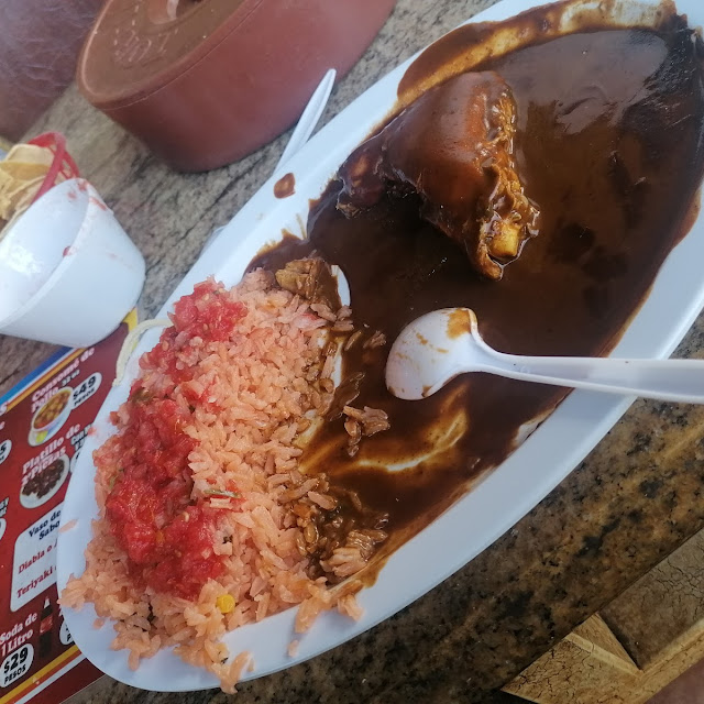 Pollo En Mole Y Arroz