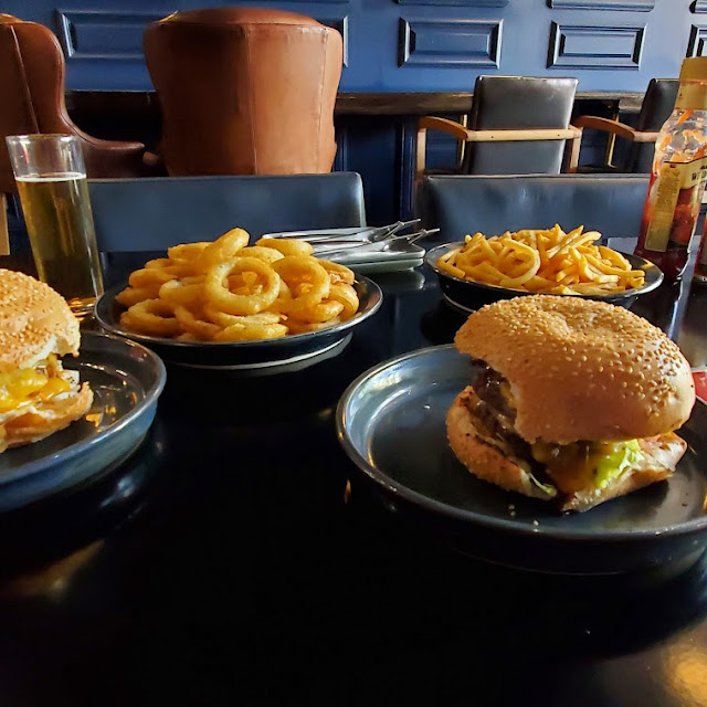 Smash Double Burger with Large Chips and Onion Rings