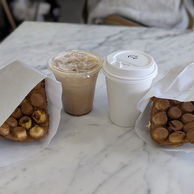 Egg Tart Bubble Waffle & Pork Floss Bubble Waffle