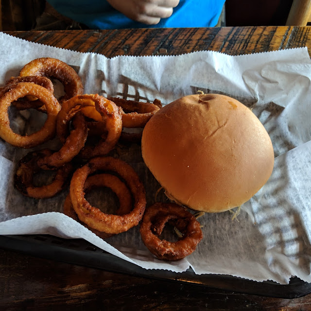 BBQ Sandwich with Onion Rings