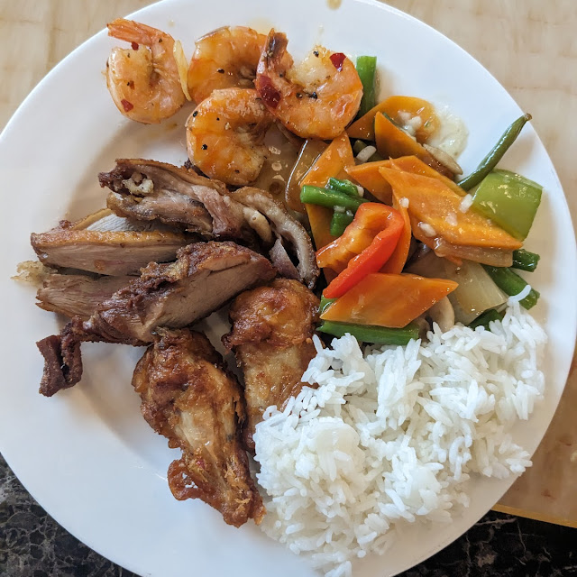 Entenbrust Huhn Asia Gemüse Garnelen Mit Reis