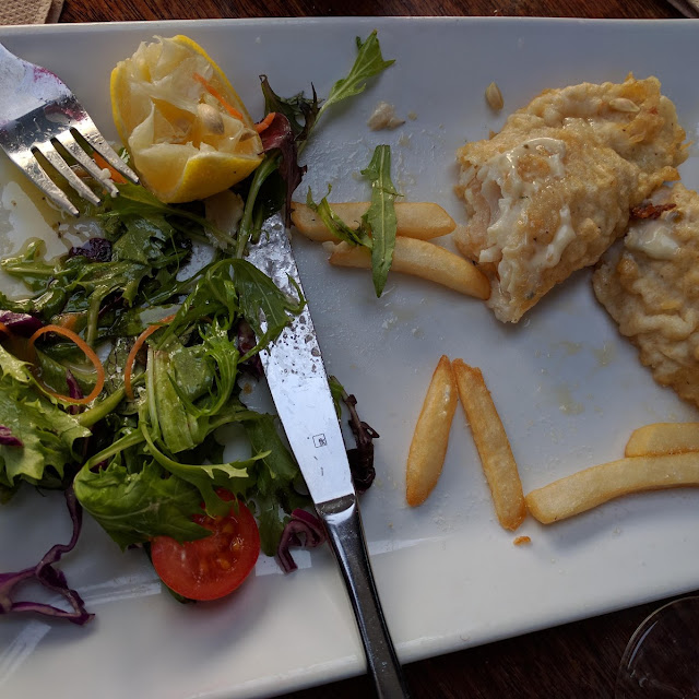 Crispy Fried Fish with Chips and Salad
