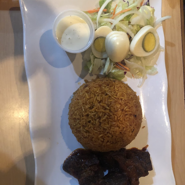 Jollof Rice with Beef and Side Salad