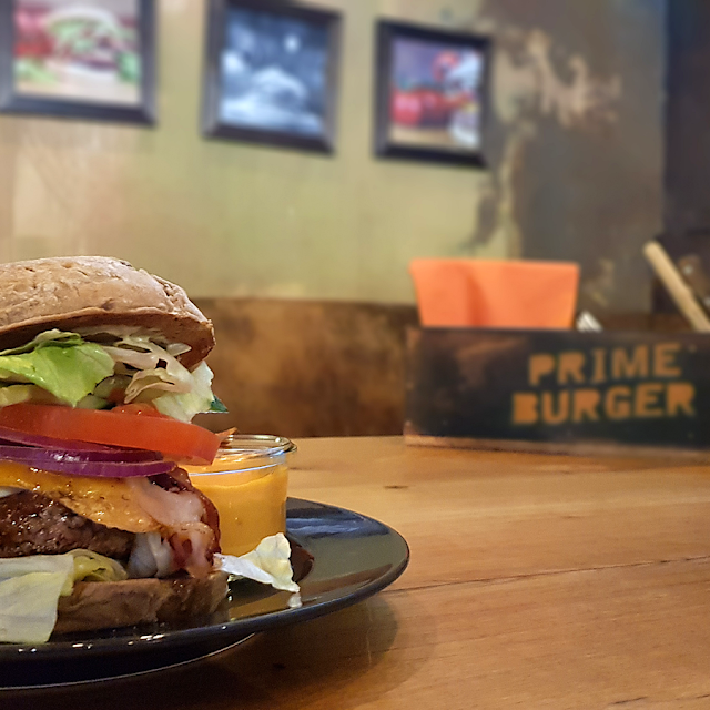 Prime Beef Special Burger with Sweet Potato Fries