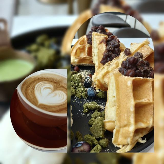 Red Beans & Matcha Waffle with Ice Cream
